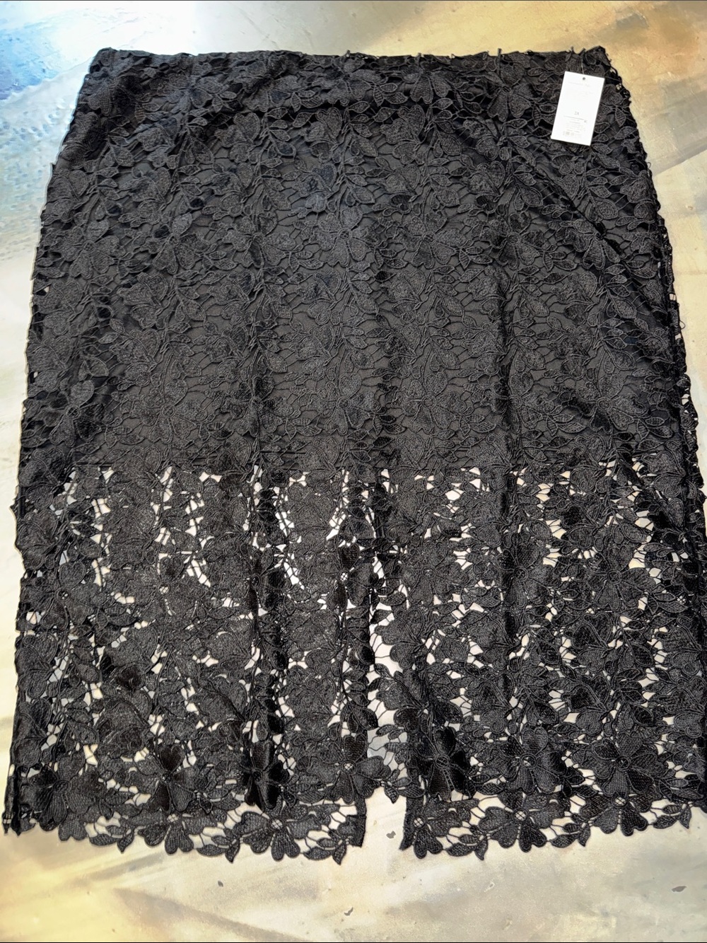 NWT A New Day Women’s Floral Lace Midi A-Line Skirt Black 3X